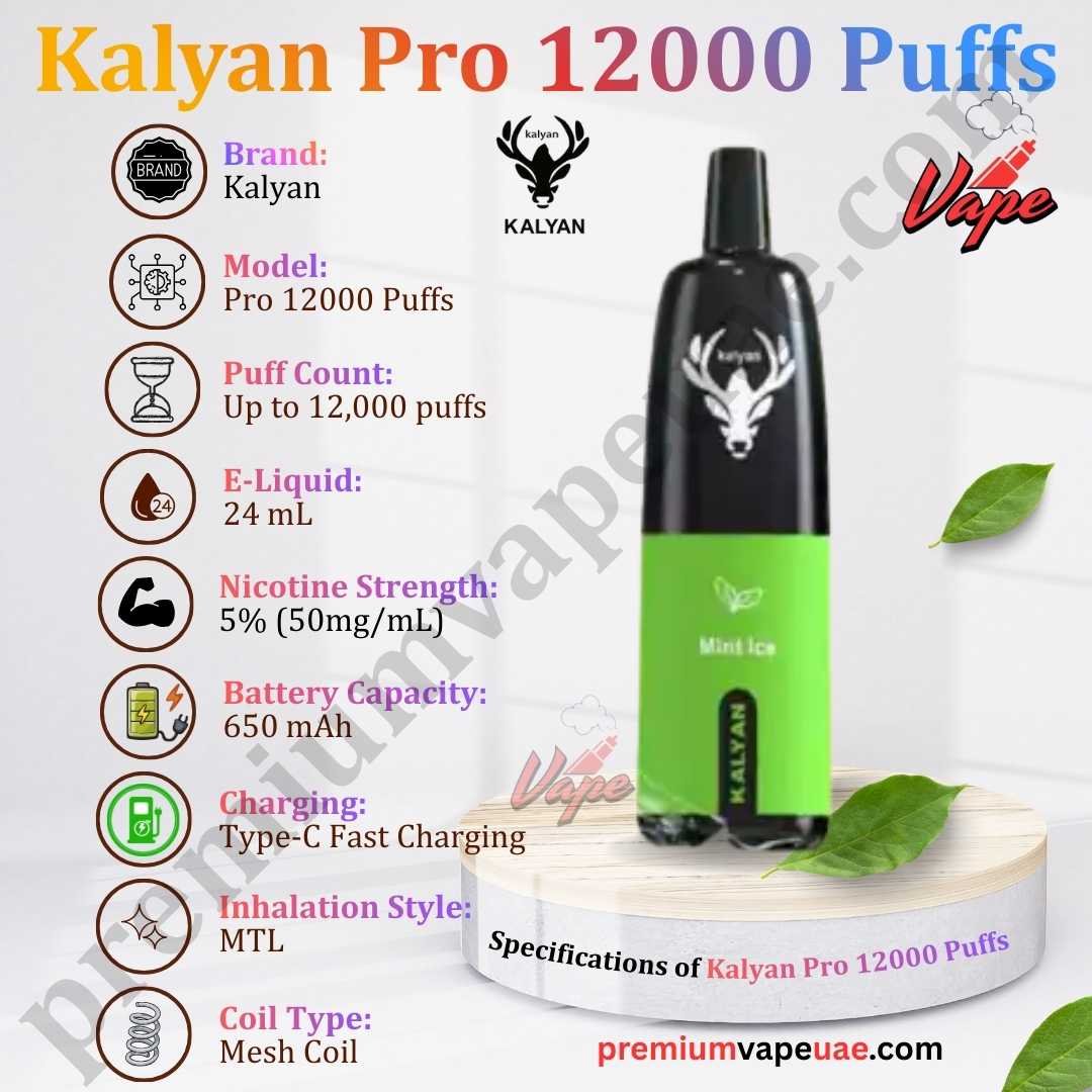 Specifications of Kalyan Pro 12000 Puffs