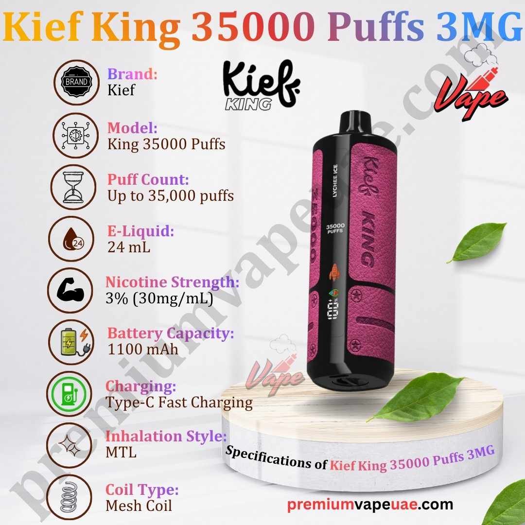 Specifications of Kief King 35000 Puffs 3MG