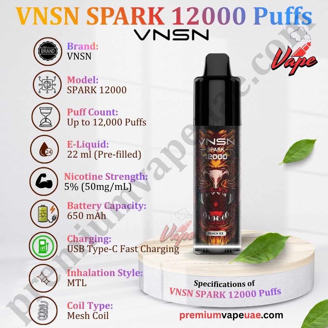 Specifications of VNSN SPARK 12000 Puffs