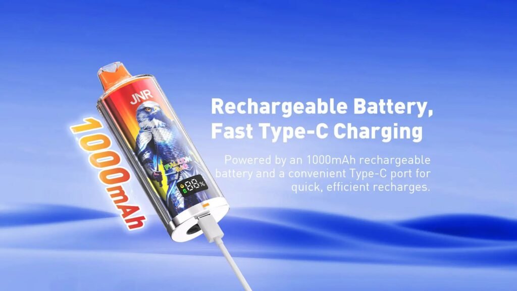 1000mAh Rechargeable Battery & Type-C Fast Charging of JNR Falcon Bar 48000 Puffs 20MG