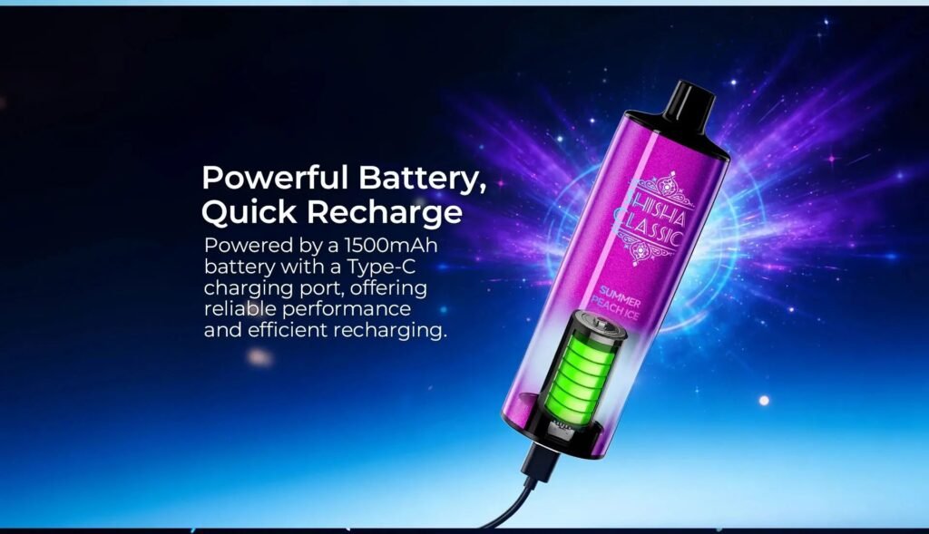 1500mAh Powerful Battery & Quick Charging with Type-C of JNR Shisha Classic 46000 Puffs 20MG