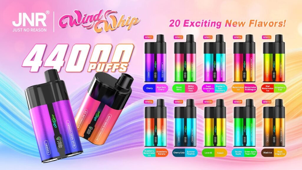 20 Exiting New Flavors of JNR Wind Whip 2In1 44000 Puffs 20MG