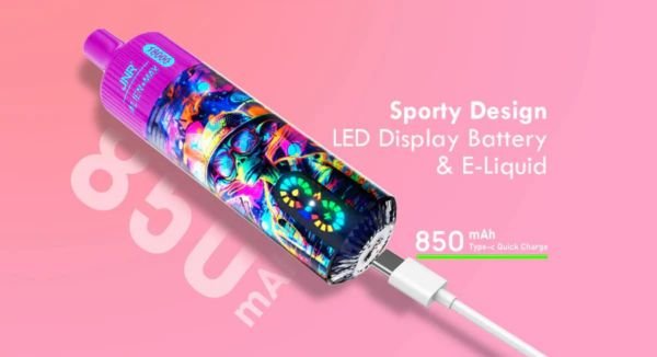 850mAh Battery Capacity of JNR Alien Max 18000 Puffs 20MG