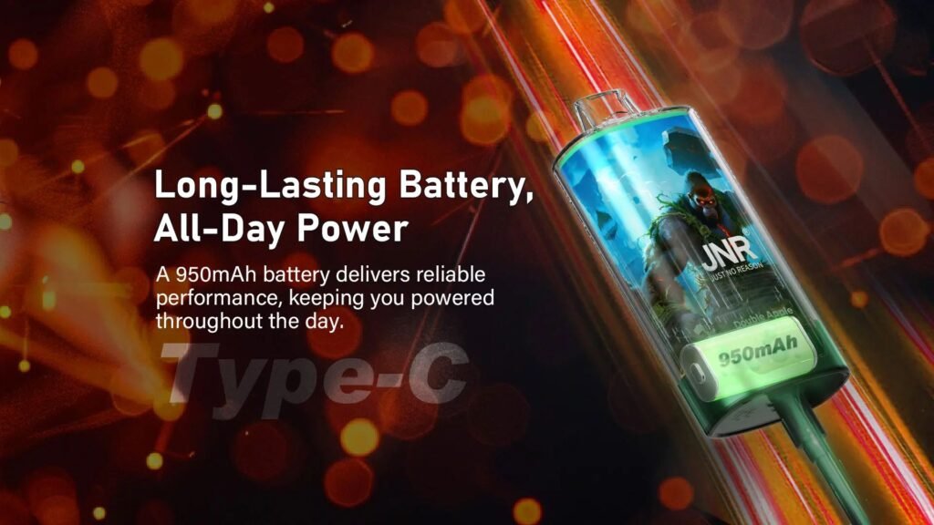 950mAh Long-Lasting Battery of JNR Rege Gorilla 55000 Puffs 20MG