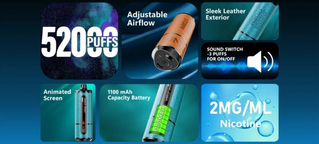 All Specifications of JNR Shisha Storm 52000 Puffs 20MG