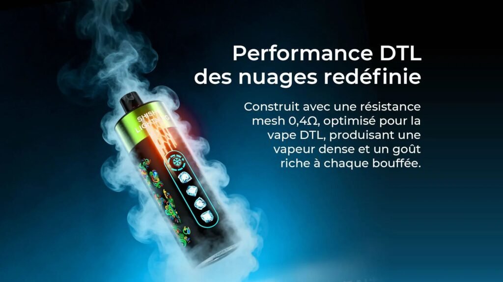 DTL System of JNR Shisha Lightning 34000 Puffs 20MG