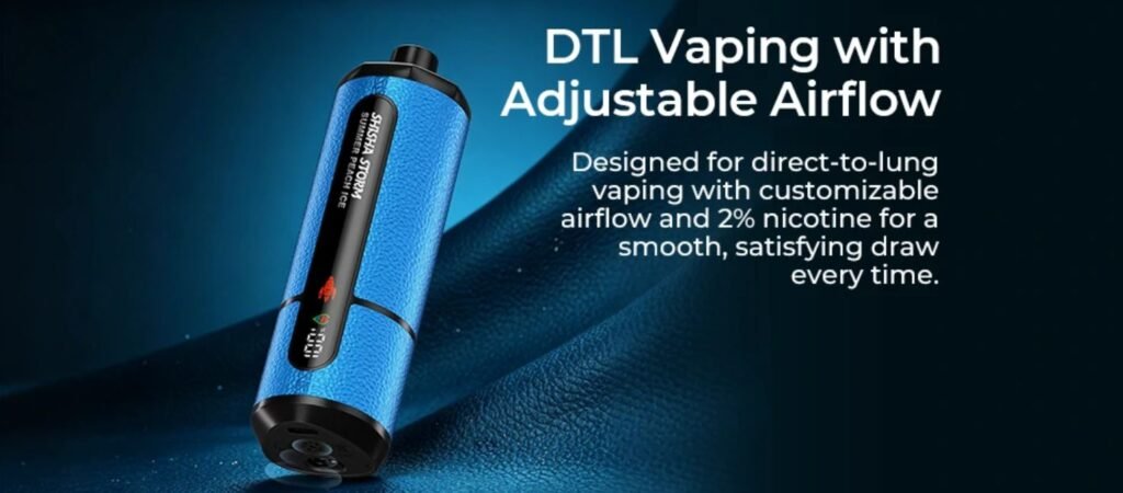 DTL Vaping With Adjustable Airflow of JNR Shisha Storm 52000 Puffs 20MG