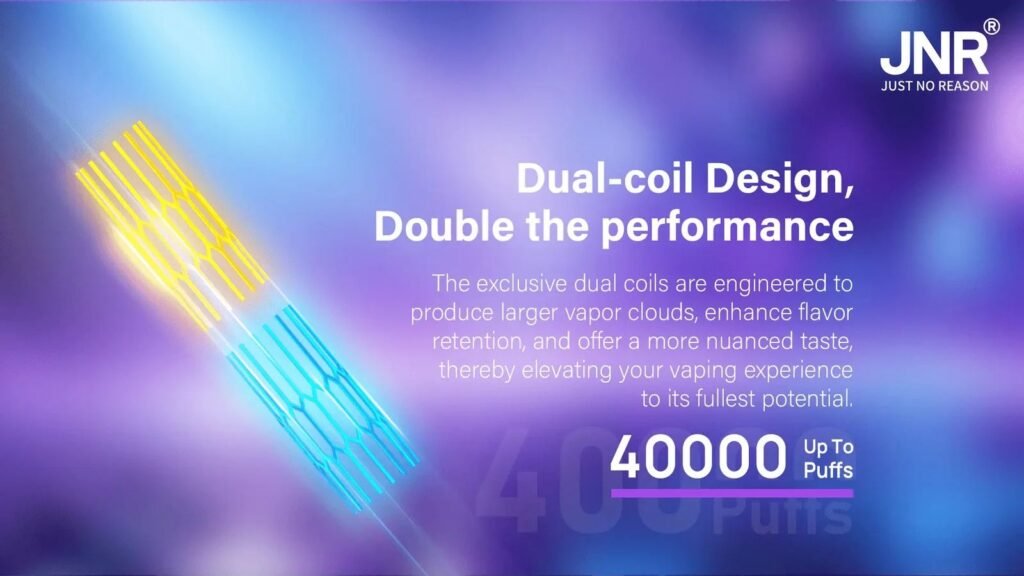 Dual Coil Design of JNR Media Max 40000 Puffs 20MG