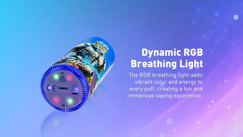 Dynamic RGB Breathing Light System of JNR Leopard 40000 Puffs 20MG