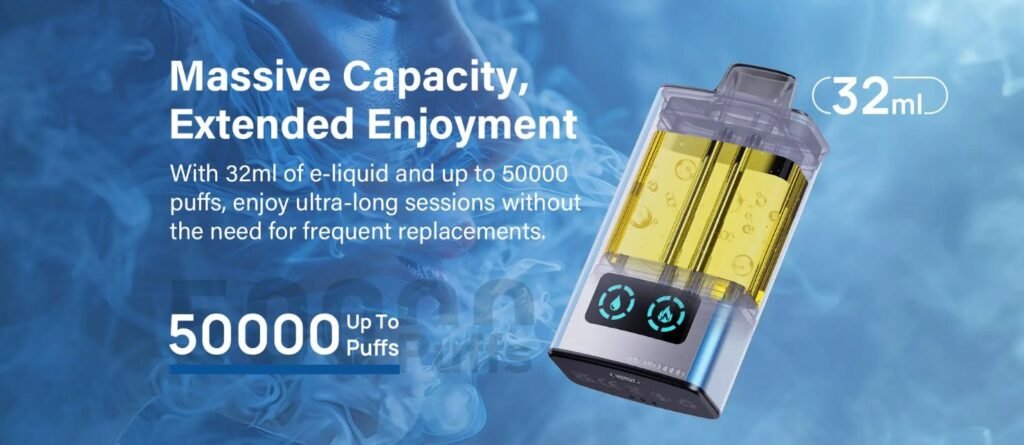 Massive Capacity & Extended Enjoyment with 32ml E Liquid of JNR Mega Box Pro 50000 Puffs 20MG