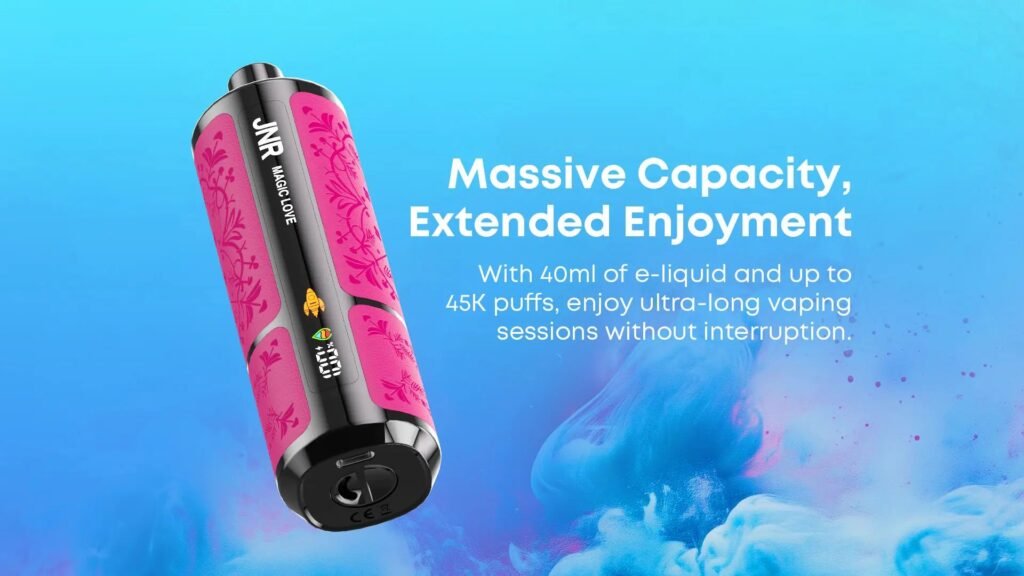 Massive Capacity & Extended Enjoyment with 40 ml E Liquids of JNR Shisha Ultra 45000 Puffs 20MG