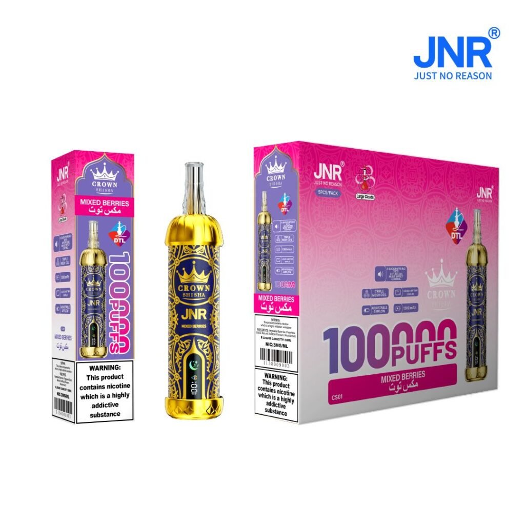 Packaging Details of JNR Mega Shisha Hookah 100000 Puffs 50MG