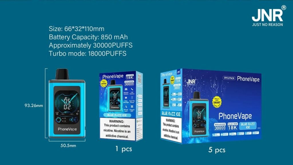 Packaging Details of JNR Phonevape 30000 Puffs 20MG