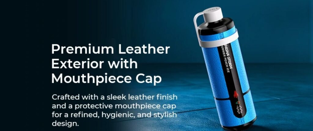 Premium Leather exterior with Mouthpiece Cap of JNR Shisha Storm 52000 Puffs 20MG