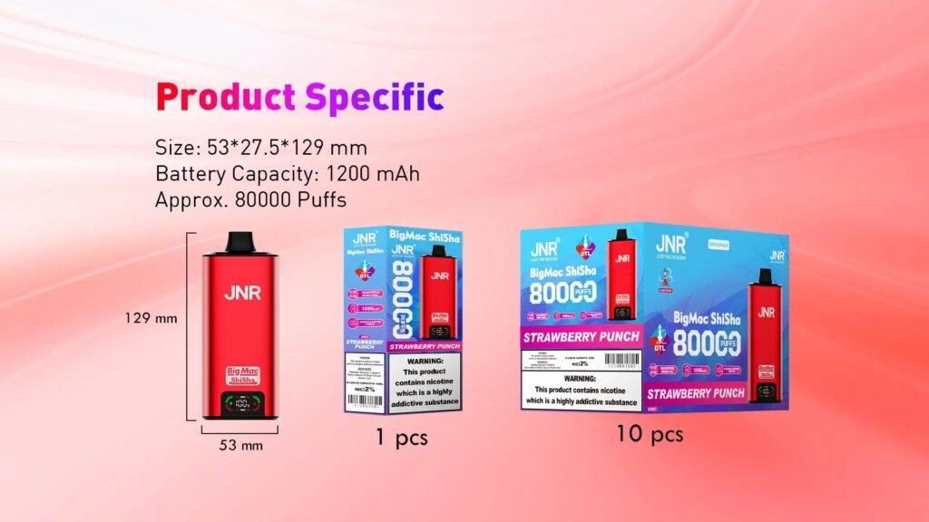 Product Specifications of JNR Big Mac Shisha 80000 Puffs 20MG