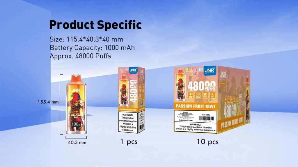 Product Specifications of JNR Falcon Bar 48000 Puffs 20MG