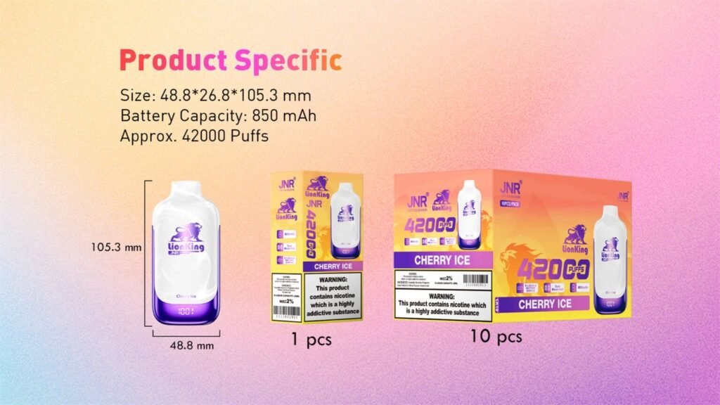 Product Specifications of JNR Lion King 42000 Puffs 20MG