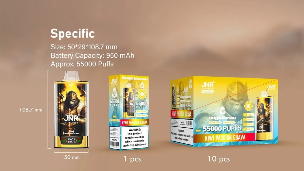 Product Specifications of JNR Rege Gorilla 55000 Puffs 20MG
