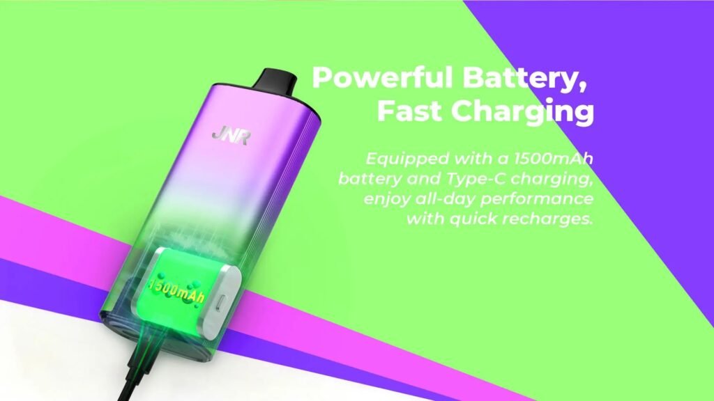 Pwerful 1500mAh Battery & Fast Type-C Charging port of JNR Big Mac 100000 Puffs 50MG