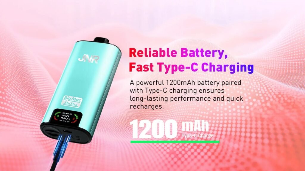 Reliable 1200mAh Battery & Fast Type-C Charging of JNR Big Mac Shisha 80000 Puffs 20MG