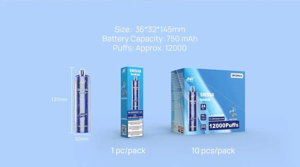 Size 36-32-145mm Battery Capacity 750 mAh Puffs Approx 12000