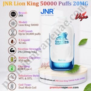 Specifications of JNR Lion King 50000 Puffs 20MG