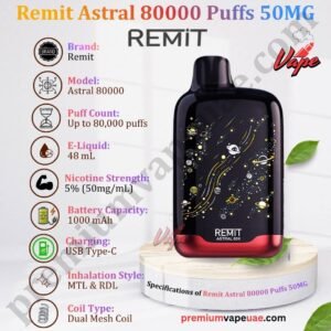 Specifications of Remit Astral 80000 Puffs 50MG in Dubai