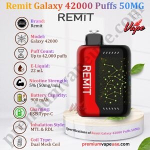 Specifications of Remit Galaxy 42000 Puffs 50MG in Dubai