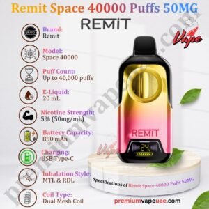 Specifications of Remit Space 40000 Puffs 50MG in Dubai