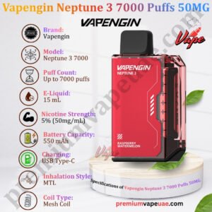 Specifications of Vapengin Neptune 3 7000 Puffs 50MG in Dubai