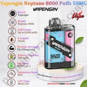 Specifications of Vapengin Neptune 8000 Puffs 50MG in Dubai