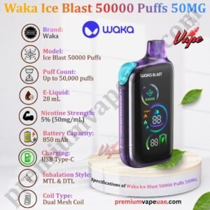 Specifications of Waka Ice Blast 50000 Puffs 50MG in Dubai
