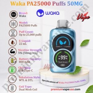 Specifications of Waka PA25000 Puffs 50MG in Dubai