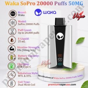 Specifications of Waka SoPro 20000 Puffs 50MG in Dubai