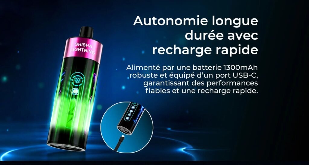 USB Type C Recharging System of JNR Shisha Lightning 34000 Puffs 20MG