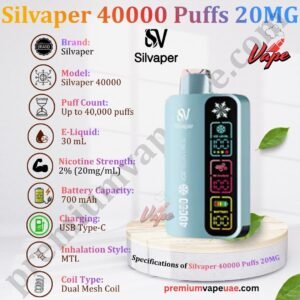 Specifications of Silvaper 40000 Puffs 20MG