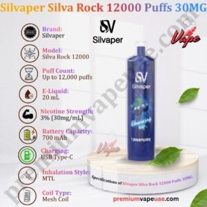 Specifications of Silvaper Silva Rock 12000 Puffs 30MG