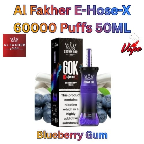 Al Fakher E-Hose-X 60000 Puffs 50ML Blueberry Gum