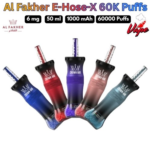Al Fakher E-Hose X 60000 Puffs 6MG – Portable Hookah | 50ml | 45 Flavours