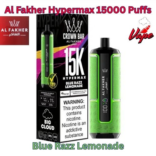 Al Fakher Hypermax 15000 Puffs Blue Razz Lemonade