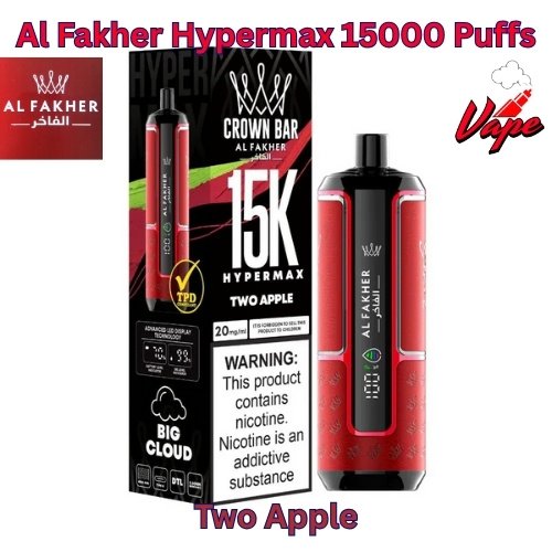 Al Fakher Hypermax 15000 Puffs Two Apple