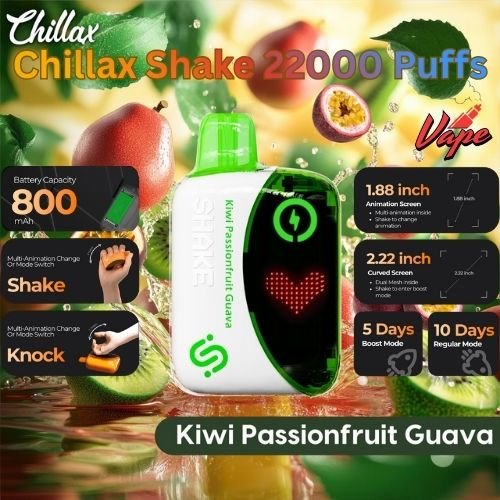 Chillax Shake 22000 Puffs Kiwi Passionfruit Guava