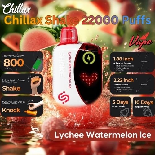 Chillax Shake 22000 Puffs Lychee Watermelon lce