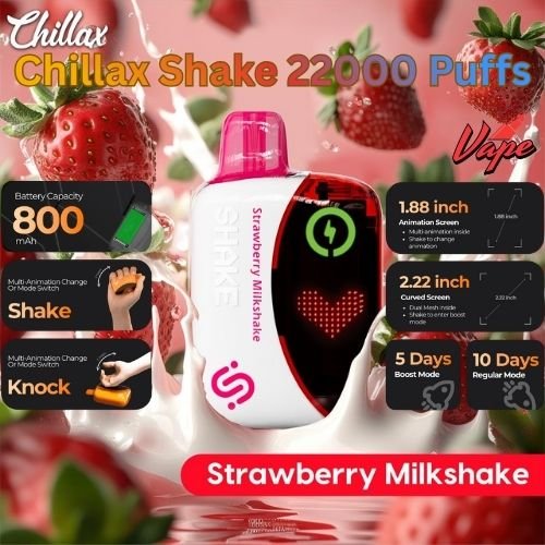 Chillax Shake 22000 Puffs Strawberry Milkshake