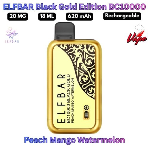 ELFBAR Black Gold Edition BC10000 Puffs Peach Mango Watermelon