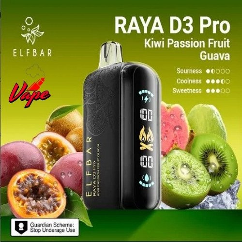 Elfbar Raya D3 Pro 30000 Puffs Kiwi Passion Fruit Guava