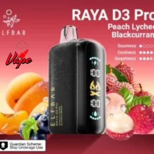 Elfbar Raya D3 Pro 30000 Puffs Peach Lychee Blackcurrant