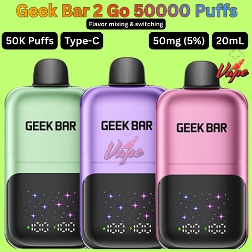 Geek Bar 2 Go Dual Flavor Mix 50000 Puffs All Flavors