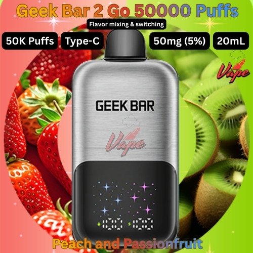 Geek Bar 2 Go Dual Flavor Mix 50000 Puffs Peach and Passionfruit
