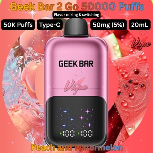 Geek Bar 2 Go Dual Flavor Mix 50000 Puffs Peach and Watermelon